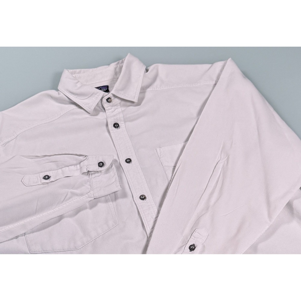 VTG PATAGONIA Solid White 100% Cotton Mens Corduroy Casual Shirt - Large